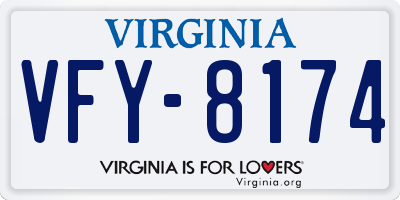 VA license plate VFY8174