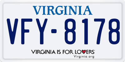 VA license plate VFY8178