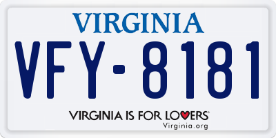 VA license plate VFY8181