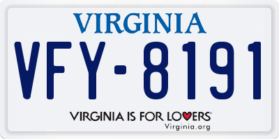 VA license plate VFY8191