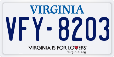 VA license plate VFY8203