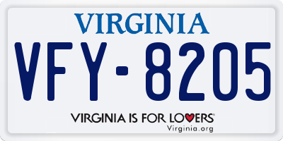 VA license plate VFY8205