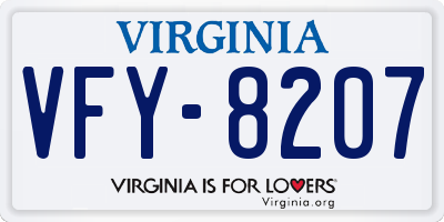 VA license plate VFY8207