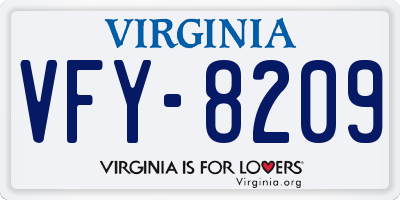 VA license plate VFY8209