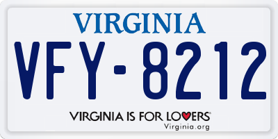 VA license plate VFY8212