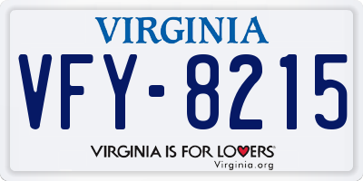 VA license plate VFY8215