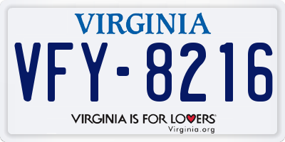 VA license plate VFY8216