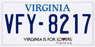 VA license plate VFY8217
