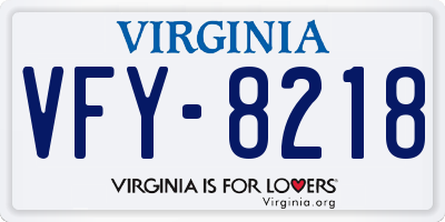 VA license plate VFY8218