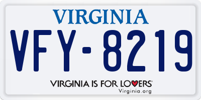 VA license plate VFY8219
