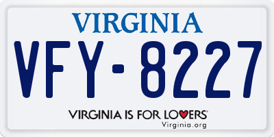 VA license plate VFY8227