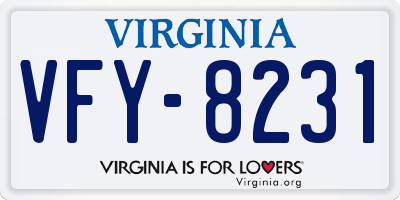 VA license plate VFY8231
