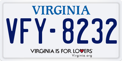 VA license plate VFY8232