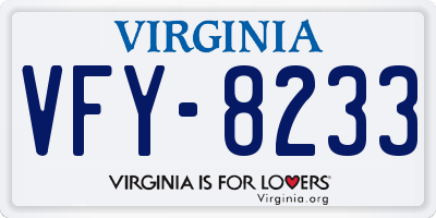 VA license plate VFY8233