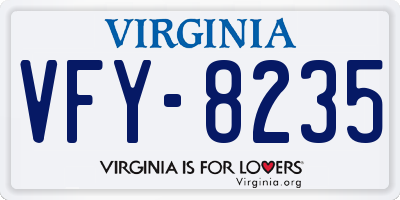 VA license plate VFY8235