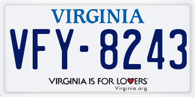 VA license plate VFY8243