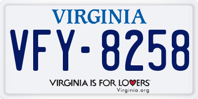 VA license plate VFY8258