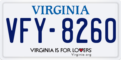 VA license plate VFY8260