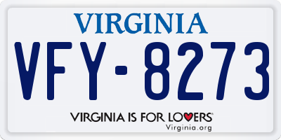VA license plate VFY8273