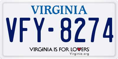 VA license plate VFY8274