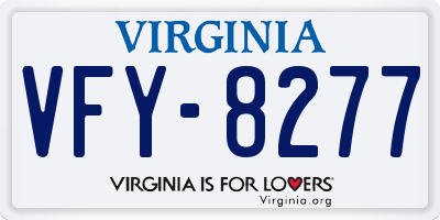 VA license plate VFY8277