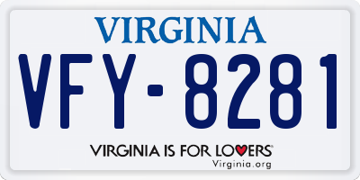 VA license plate VFY8281