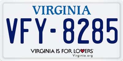 VA license plate VFY8285