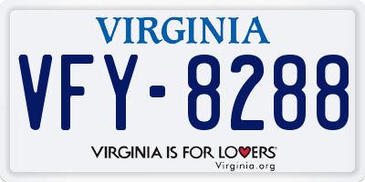 VA license plate VFY8288