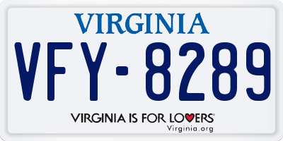VA license plate VFY8289