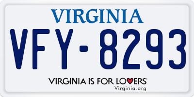 VA license plate VFY8293