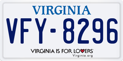 VA license plate VFY8296