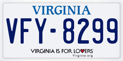 VA license plate VFY8299