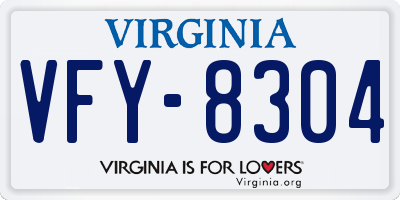VA license plate VFY8304