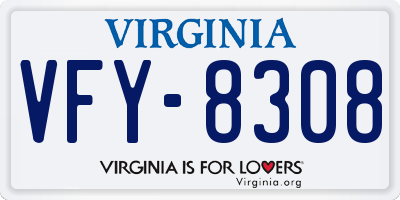 VA license plate VFY8308