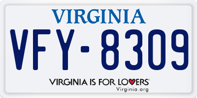 VA license plate VFY8309