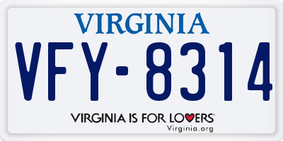 VA license plate VFY8314