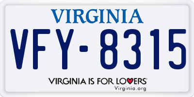 VA license plate VFY8315