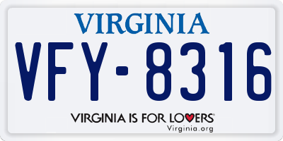 VA license plate VFY8316
