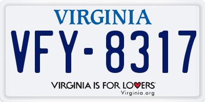 VA license plate VFY8317