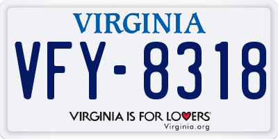 VA license plate VFY8318