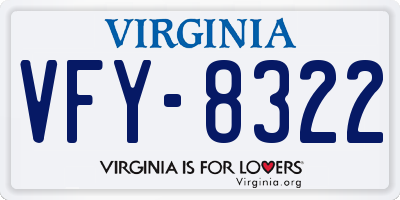 VA license plate VFY8322