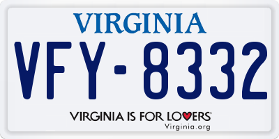 VA license plate VFY8332