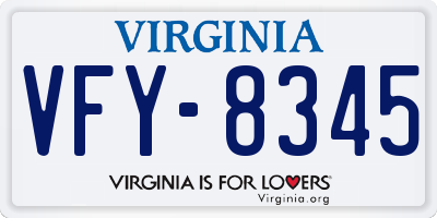 VA license plate VFY8345
