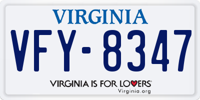 VA license plate VFY8347