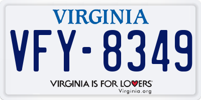 VA license plate VFY8349