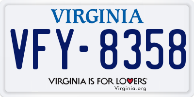 VA license plate VFY8358