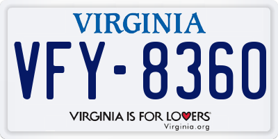 VA license plate VFY8360