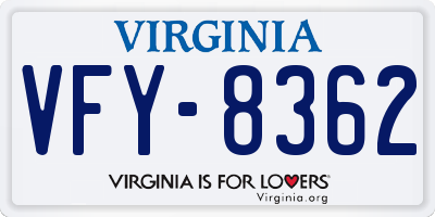VA license plate VFY8362