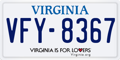 VA license plate VFY8367
