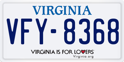 VA license plate VFY8368